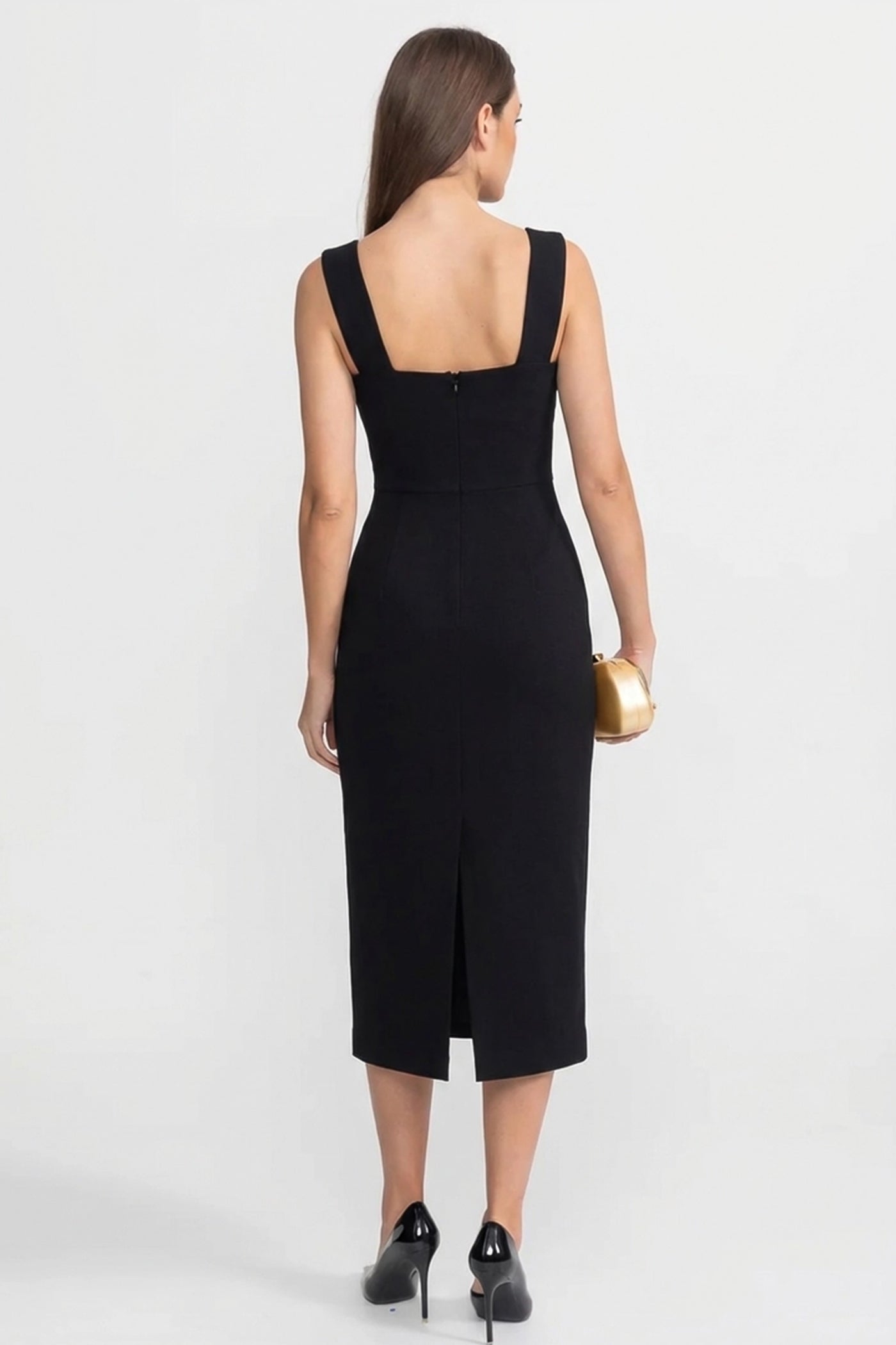 Abito midi strutturato con dettaglio floreale scolpito – Nero 