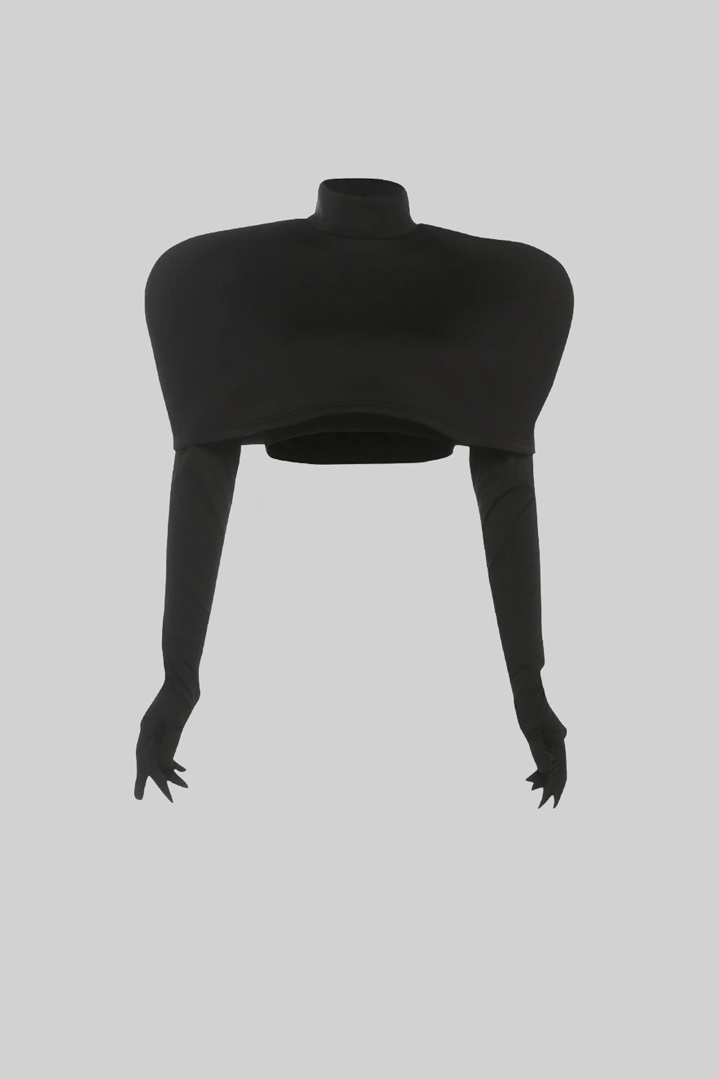 Set Top Corto e Mantella con Spalla Scultorea - Nero 