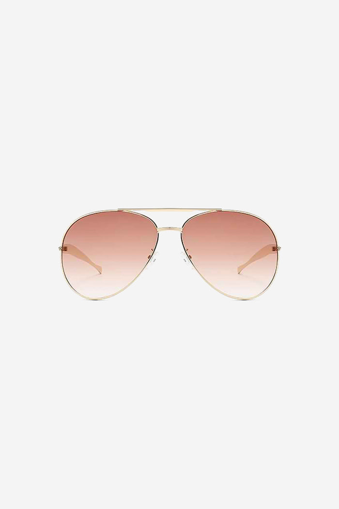 Occhiali da sole Aviator con montatura in oro scolpito e doppio ponte – rosa 