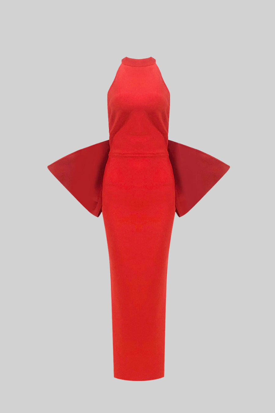 Abito elegante con dettagli fiocco sulla schiena - Rosso 