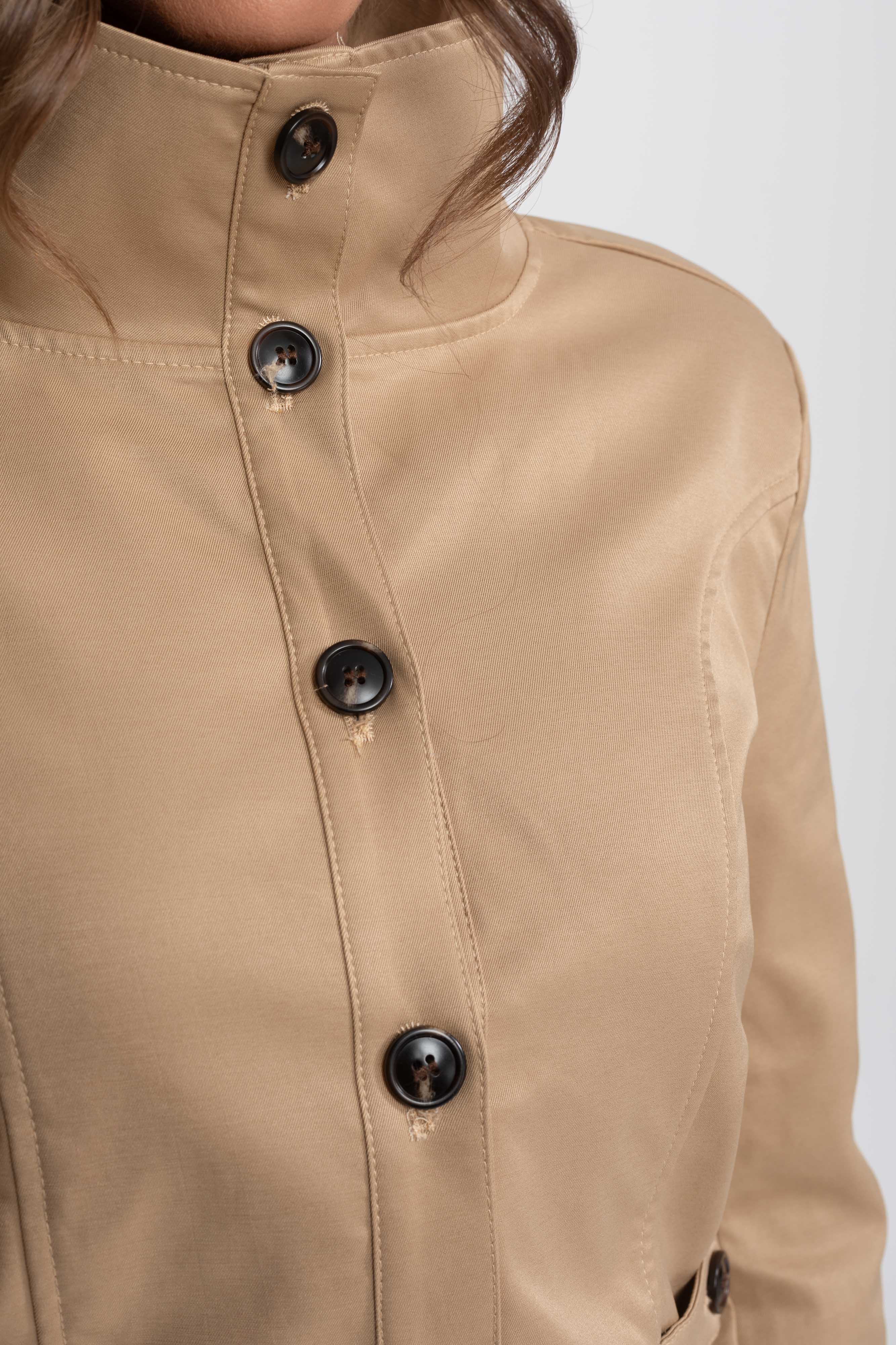 Completo coordinato con giacca cropped doppiopetto e minigonna - Khaki 