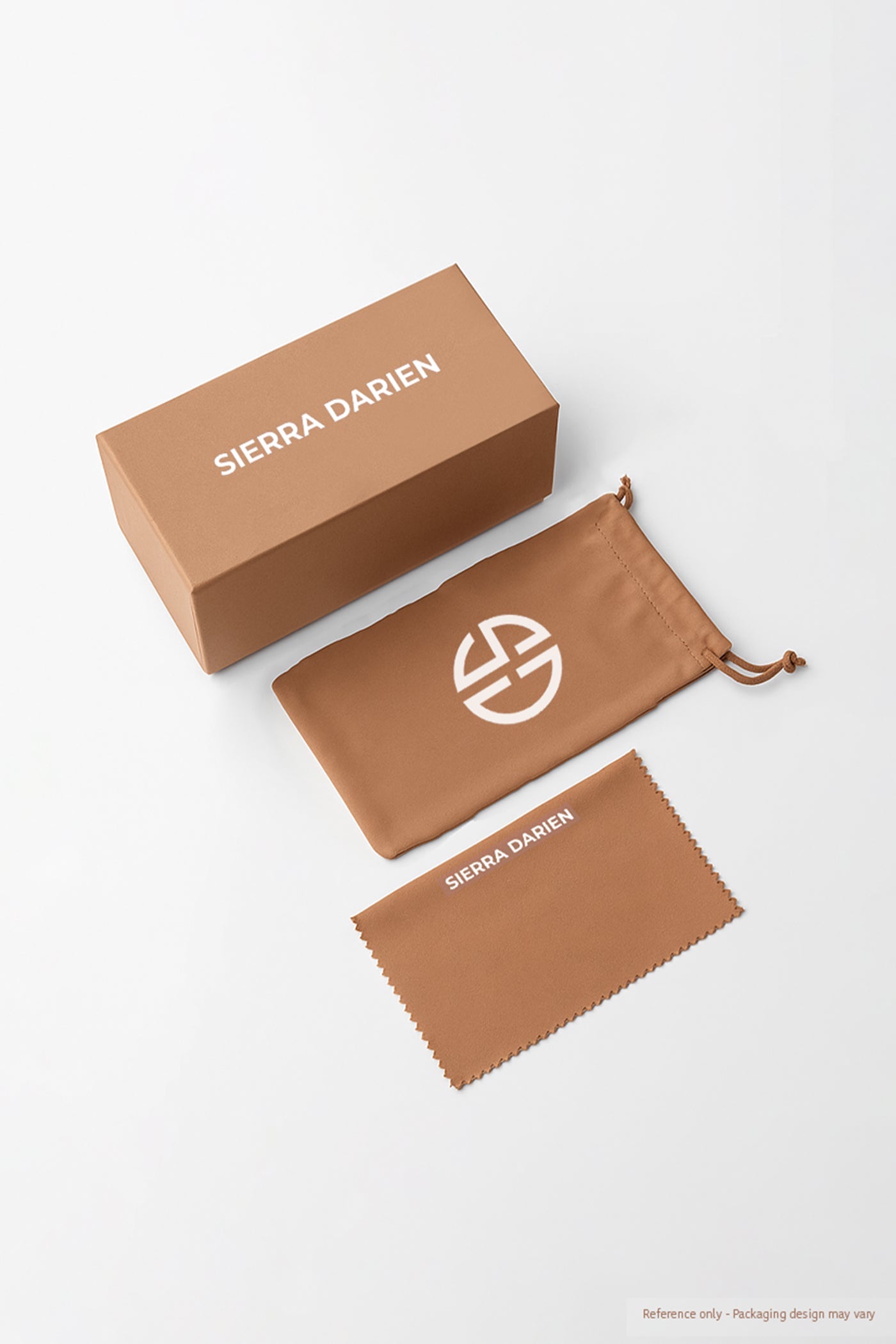 Occhiali da sole geometrici senza montatura con aste dorate appuntite – Marrone 