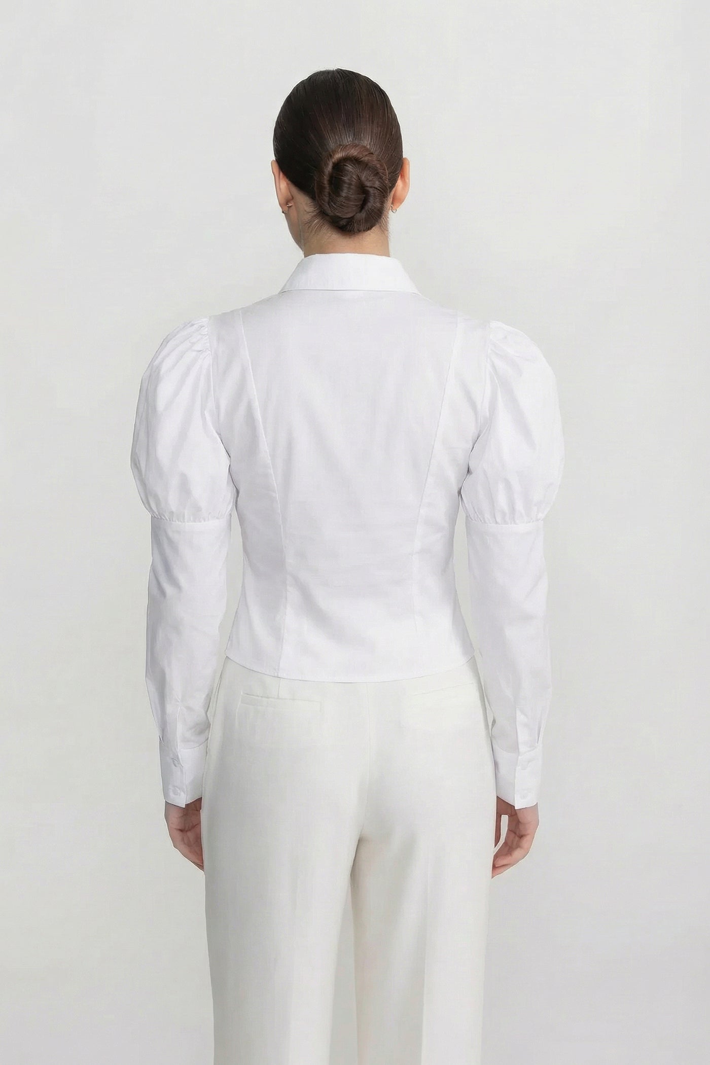 Camicia a Maniche Lunghe con Dettaglio Corsetto allacciato - Bianco 